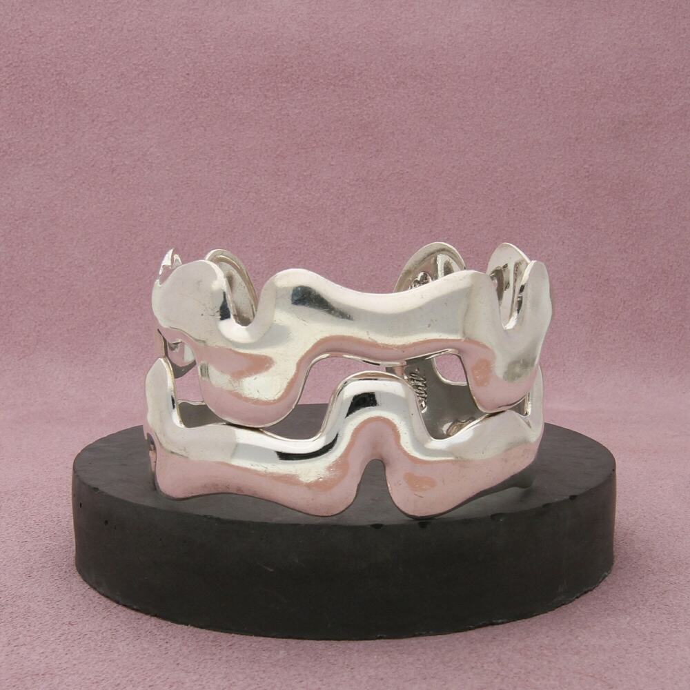 taxco mexico sterling silver modernist statement cuff bracelet 6.5in